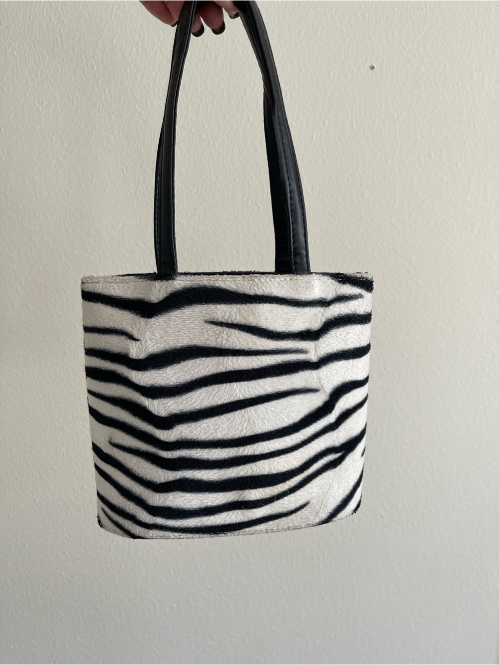 Express Zebra-Print Mini Tote Bag in Black and White